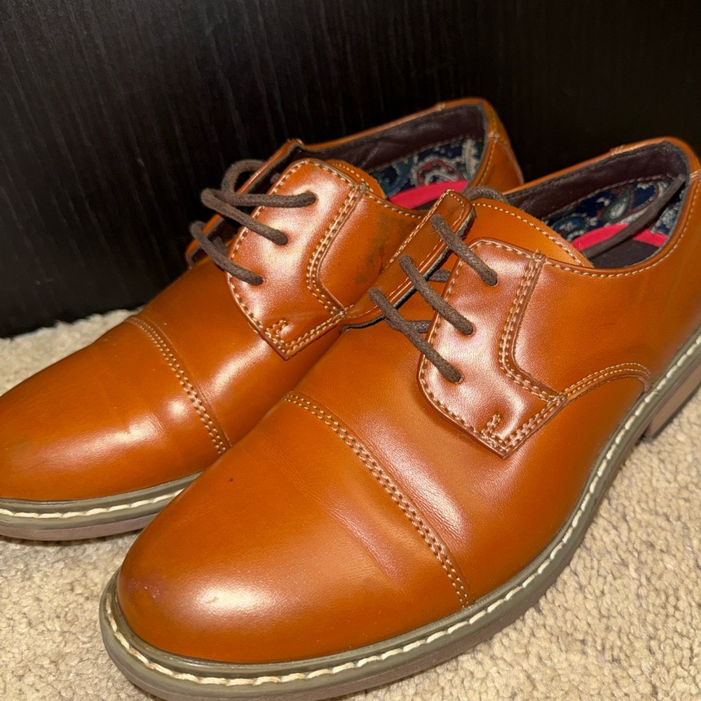 Bruno Marc Men’s Dress Shoes Brown Cap Toe Lace Up‎ Oxford Size 1 - Picture 4 of 9